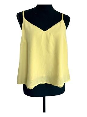 ABERCROMBIE & Fitch yellow V-neck camisole tank top lace trim sz M